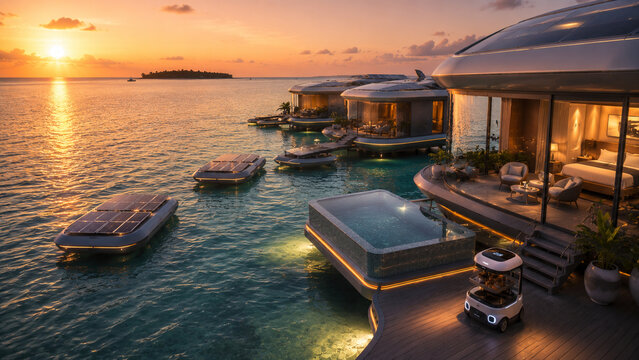 Luxury Floating Eco-Resort with Sustainable Modern Pod Architecture
