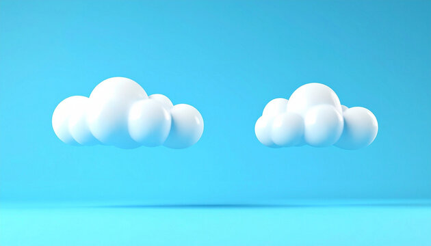 文字入れ用のスペースがある3Dクレイ風の夏の青空と雲の背景バナー