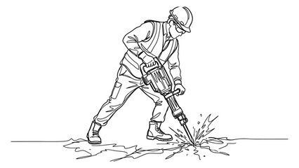 Fototapeta premium Man using jackhammer on construction site.