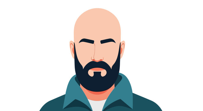 Minimalist vector illustration of a bald man with a beard