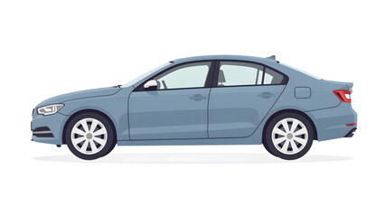 Fototapeta premium blue sedan car side view modern design urban transportation vehicle concept