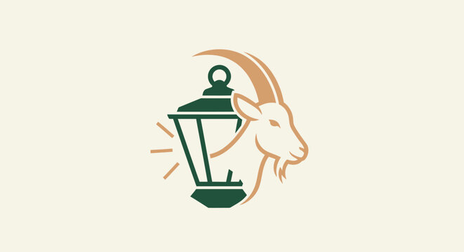 goat head, lantern icon, logo design, vector graphic, animal symbol