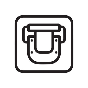 Simple geometric illustration of a stylized u shape with a crossbar and dots inside a rounded square icon