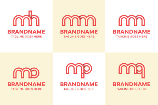 Letters mh mm mc mo mp mq Logo Line, for hm mm nm om pm qm initials