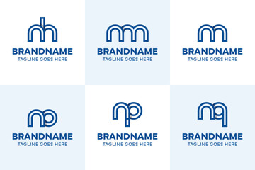 Letters nh nm nn no np nq Logo Line, for hn mn nn on pn qn initials © Prayoga