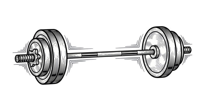 Barbell Sketch Illustration - Fitness Equipment for Weightlifting and Exercise