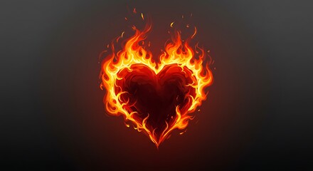 Fototapeta premium Burning Heart Symbolizing Intense Passion and Love