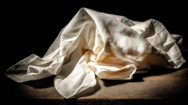 Crumpled tissue with a dark stain, representing a moment of profound sadness and emotional distress.