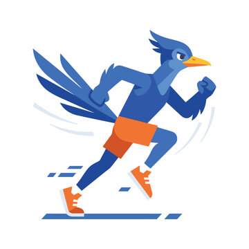 Cartoon Roadrunner Running Fast with Orange Shorts and Sneakers.