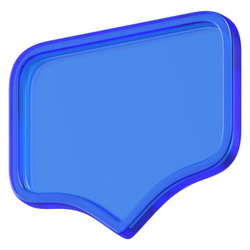 3d shape chat social media notification blue glass empty rectangle icon isolated white background 3D Rendering