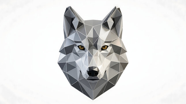 geometric wolf head low poly art