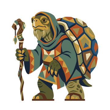 Mystical Turtle Wizard with Staff.