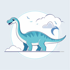 Naklejka premium Cute Blue Dinosaur Illustration