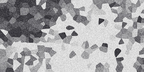 Abstract monochrome geometric mosaic pattern with granular texture and varying shades of gray creating a dynamic visual effect for backgrounds and design elements © Brainless