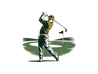 Fototapeta premium Golfer in Action on Green Course