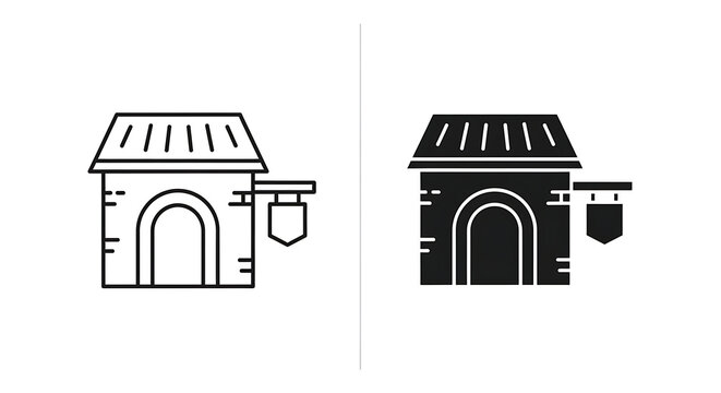 Tavern or pub building icon, vector illustration of a small shop