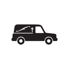 Fototapeta premium Funeral hearse with cross and floral design