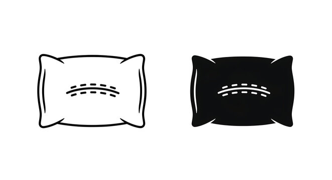 Set of pillow icons, flat vector illustration of bedding accessories