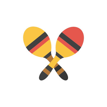 Two colorful maracas are crossed, symbolizing music and celebration.