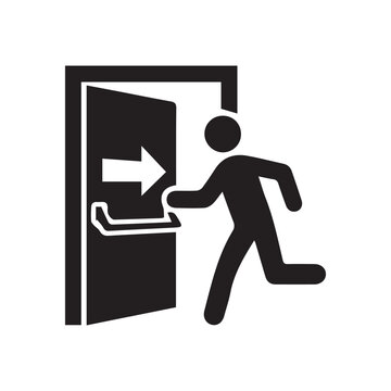 running out the emergency exit door