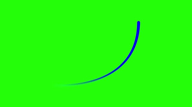 Blue brush stroke sweeps across bright green screen, dynamic abstract motion graphic