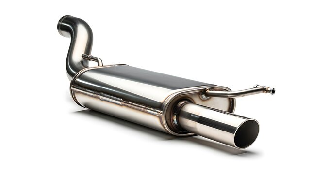 Shiny stainless steel car exhaust muffler pipe system