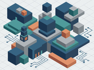 Fototapeta premium Isometric 3D blocks in various colors.