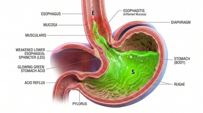 3D Visualization of Acid Reflux and Weakened Esophageal Sphincter