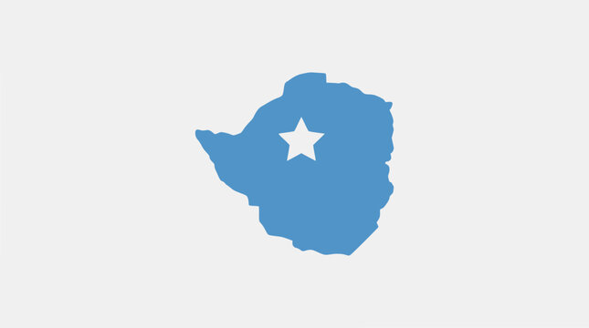 Zimbabwe Map Silhouette with Star