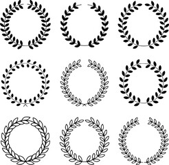 Fototapeta premium Collection of Nine Laurel Wreath