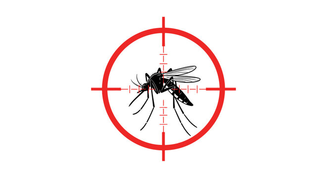 Vector control concept showing a mosquito in crosshairs, symbolizing pest elimination and public health protection against insect-borne diseases and outbreaks