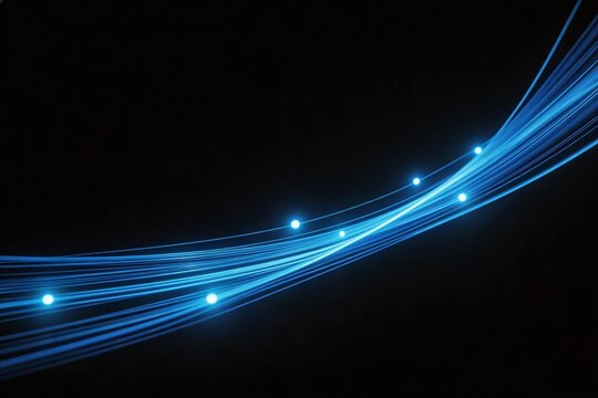 Blue glowing fiber optic strands