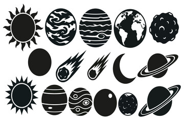 solar system planets and celestial bodies vector illustration © Rashedul Haque Sakib