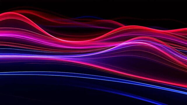 Digital blue purple neon light curve geometric abstract background