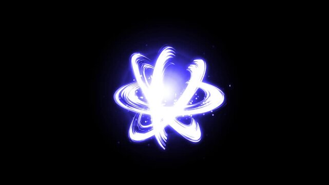 Abstract golden energy transition, glowing light trails, atomic orbit motion, sparkling particles on black background, slash effect animation,  cinematic game hit effect, 4k video.