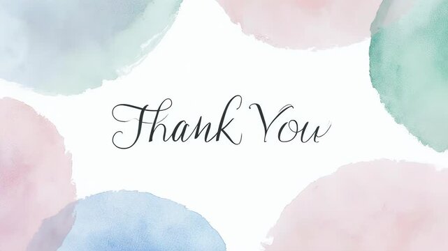 Elegant watercolor thank you card with soft pastel colors