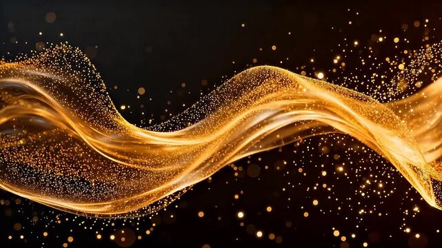 Golden flowing light particles