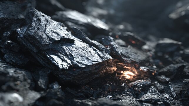 Glistening Lava Rock Formations with Glowing Embers