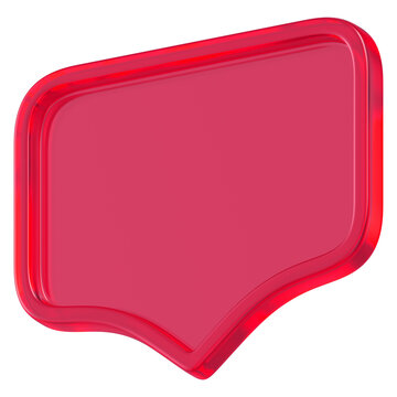 3d shape chat social media notification red glass empty rectangle icon isolated white background 3D Rendering