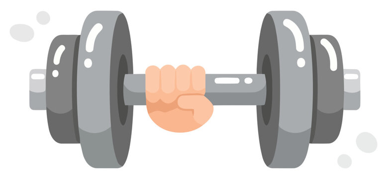 Dumbbell weight lifting fitness icon with hand grip exercise vector illustration