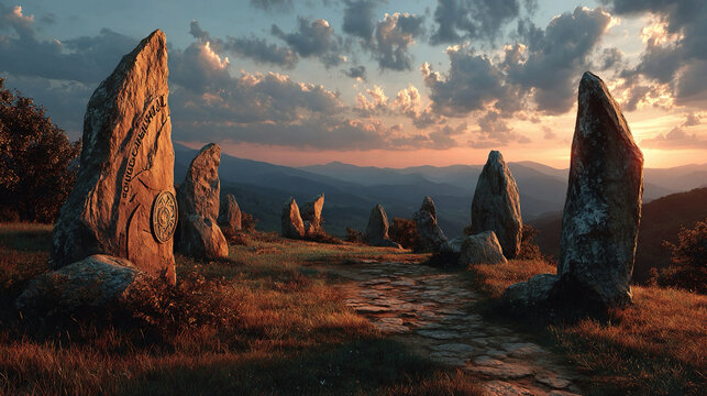Ancient stone circles resonate with hidden energy mystical symbols and forgotten incantations capable of altering reality guiding seekers to lost magical wisdom worldwide