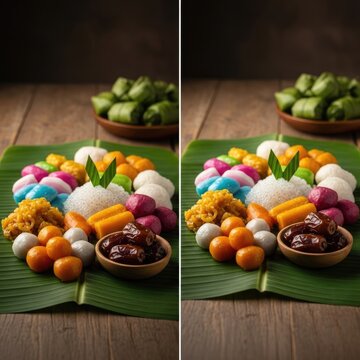 Indonesian Traditional Colorful Dessert Platter.