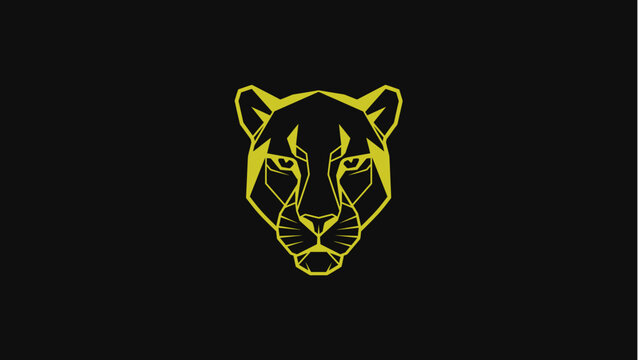 Minimalist Golden Geometric Panther Head Logo on Black Background