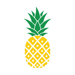 Minimalist pineapple vector icon, yellow tropical fruit illustration, simple flat pineapple logo design © Gofur Artistry
