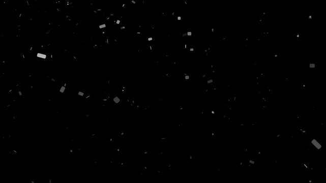 Slow motion heavy dust and debris particles falling and floating in dark atmospheric space