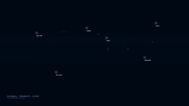 Global Transit Live Map with Active Data Connection Node Interface
