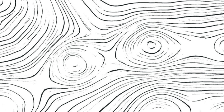 Black and white wood grain pattern with knots on white grunge background vector illustration for design and texture