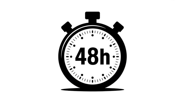 48 hour timer, stopwatch icon, 48h clock, time limit symbol, timer illustration