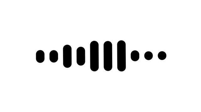 Futuristic audio waveform animation, glowing black sound frequency equalizer, dynamic black waveform sound pulse on white background, cinematic seamless graphics loop, 4k video.