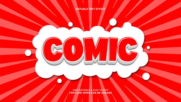 Comic book text effect with red sunburst background